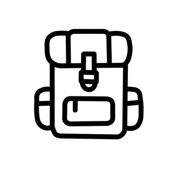 Simple backpack line icon for travel and hiking.