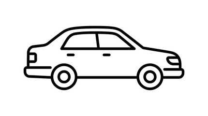 Fototapeta premium Sedan car line art vector represents personal automotive transportation and modern vehicle design.
