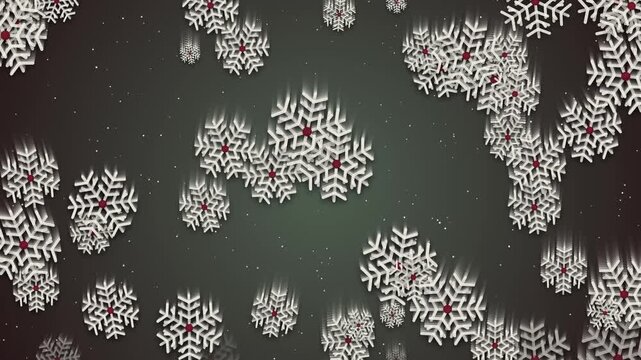 Snowflake falling 4K motion video background dark winter snow blizzard effect loop animation video overlay element for christmas holiday content design