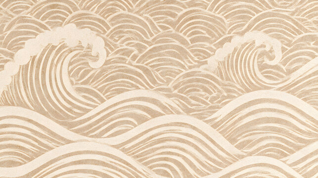 Light brown Japanese-style background texture with wave patterns Stock Illustration