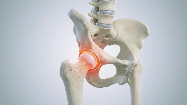 3D Medical Illustration Close Up of Inflamed Human Hip Joint