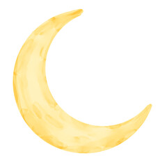 Soft watercolor crescent moon, gentle night sky illustration © Piidraws