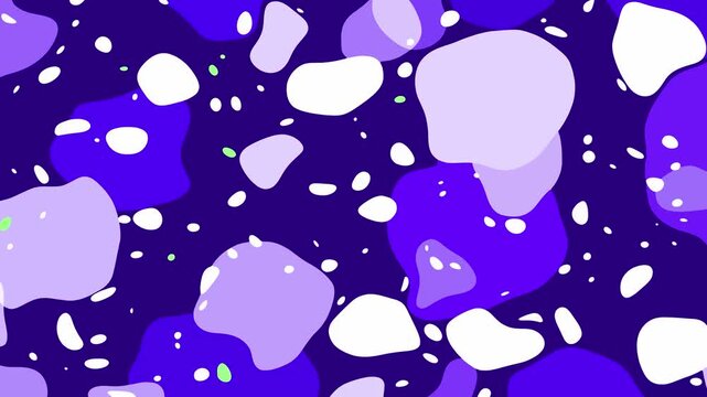 Abstract Motion Background with Purple and White Terrazzo Pattern Floating Shapes