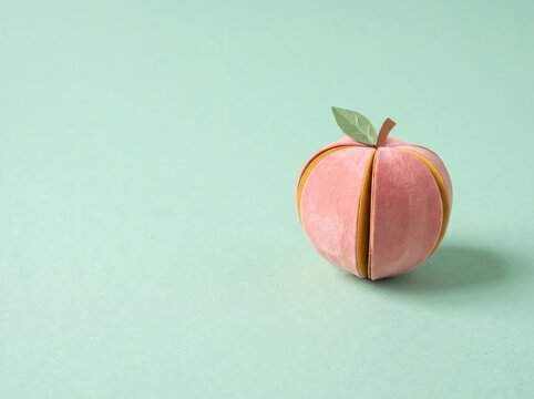 Creative handmade peach model on green backdrop showcasing unique design and artistic flair