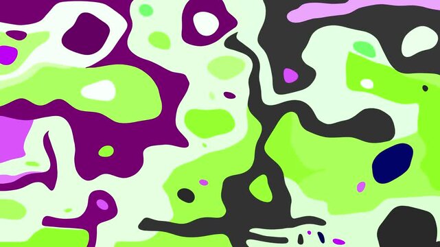 Abstract Motion Background with Green, Purple, and Black Fluid Organic Shapes Animation