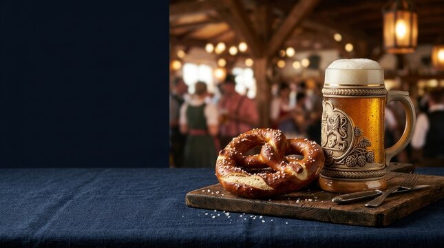 Enjoying traditional german beer steins pretzels during vibrant oktoberfest celebration