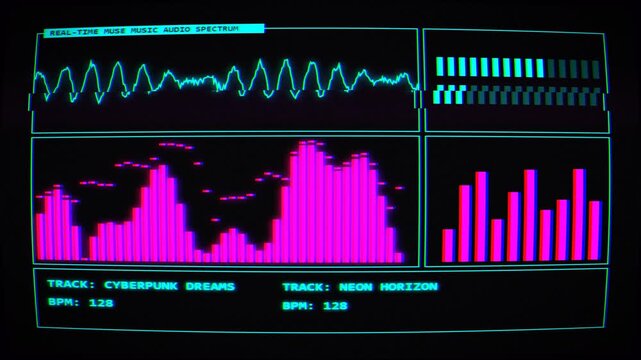 Cyberpunk Neon Waveform Audio Visualizer Display