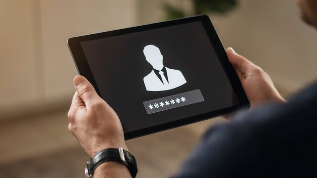 Cybersecurity Password Authentication and Digital Account Protection on Tablet