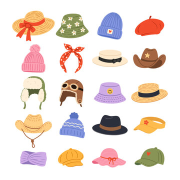 Cute set of colorful hats