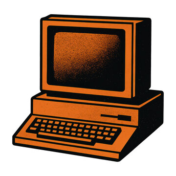 PNG Retro orange computer illustration