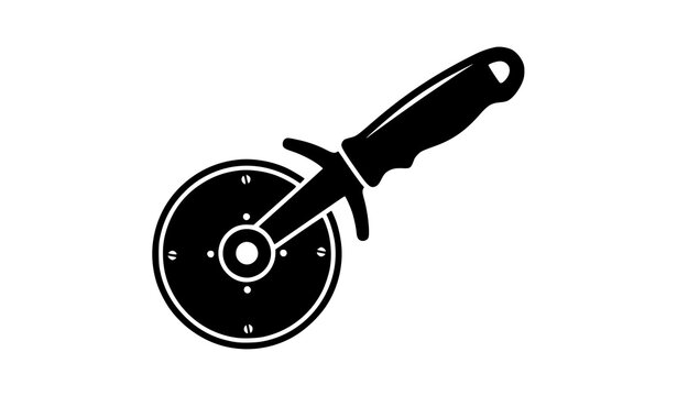 Pizza Wheel Cutter Three Quarter Kitchen Utensil Silhouette Icon