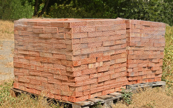 Red clay facing bricks