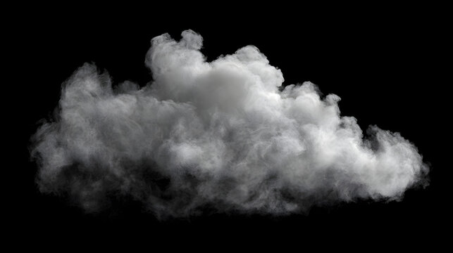 Realistic white smoke cloud isolated on white background, atmospheric steam puff overlay thin layer effect