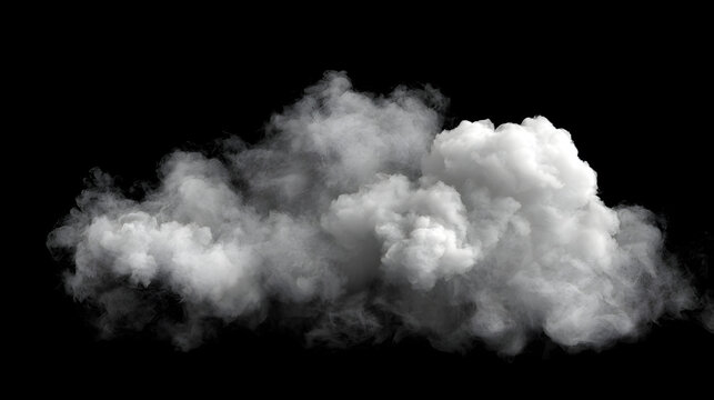 Realistic white smoke cloud isolated on white background, atmospheric steam puff overlay thin layer effect