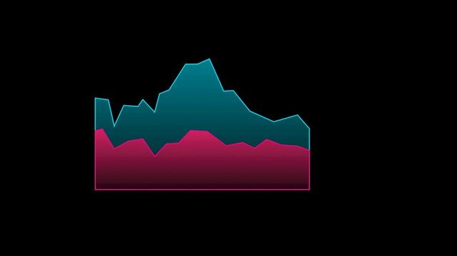 Red and Blue Layered Soundwave Frequency Visualization with Filled Audio Waves for Music, Broadcasting, Technology and Digital Motion Design