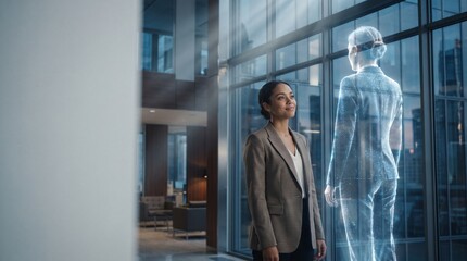 Fototapeta premium Futuristic AI + Human Connectio