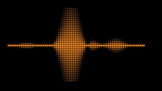 Warm Orange Symmetrical Audio Pulse Waveform Visualization for Music, Sound Technology, Digital Broadcasting and Modern Motion Graphics