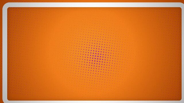 Vibrant animated orange background featuring a dynamic purple halftone dot pattern, perfect for modern video intros, presentation backgrounds and social media graphics