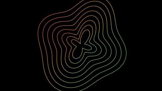 Golden Concentric Soundwave Frequency Contours Creating an Abstract Audio Visualization for Music Technology and Elegant Motion Graphics