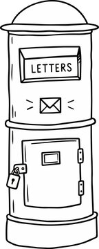 Vintage Hand Drawn Postal Letterbox Doodle Illustration