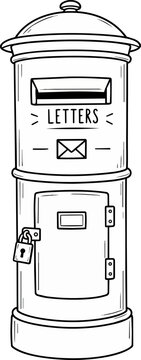 Hand Drawn Vintage Letterbox Line Art Illustration