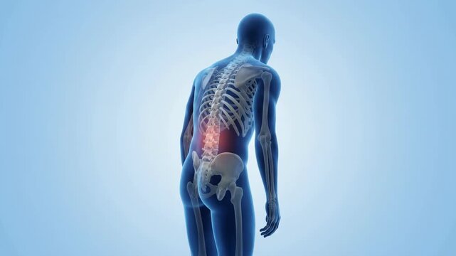 Human spine lower back pain bone medical animation