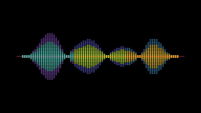 Multicolor Audio Waveform Frequency Visualization with Flowing Yellow Blue Waves for Music Production and Digital Motion Graphics