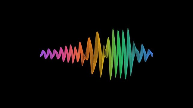 Bright Rainbow Audio Spectrum Frequency Waveform Visualization with Colorful Pulses for Music Technology and Dynamic Motion Graphics