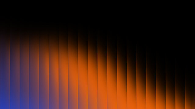 Abstract ribbed glass texture background with glowing orange and blue gradient light