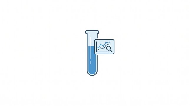 Chemical analysis symbol, laboratory test tube icon vector. Scientific research illustration, medical testing graphic.