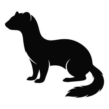Ermine silhouette vector icon in side profile for wildlife logo design and nature branding