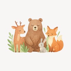 Fototapeta premium Cute woodland animals illustration