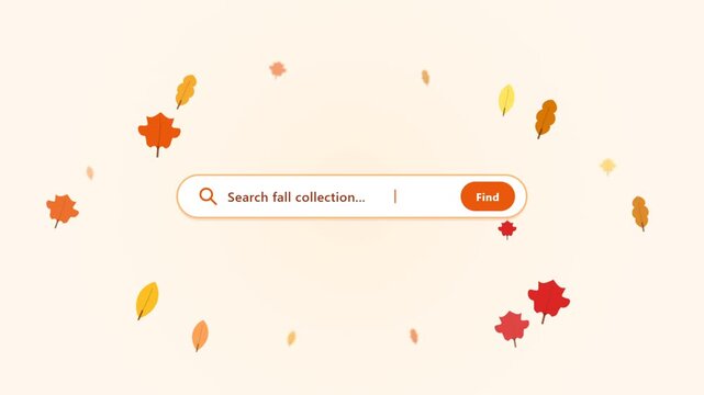 Autumn sale search bar ecommerce fall collection interface shopping website navigation digital web engine ui marketing motion