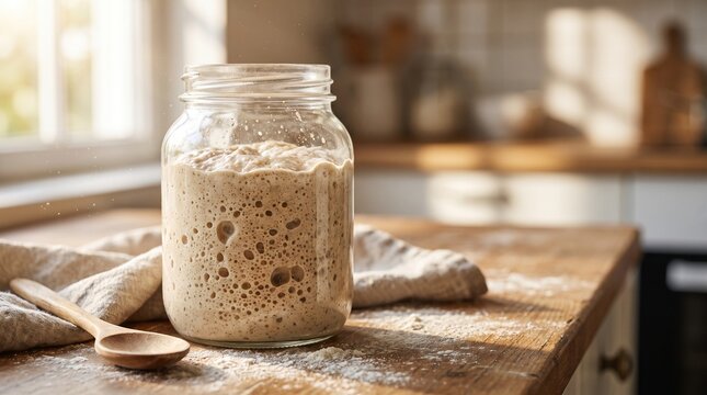 Jar of sourdough starter