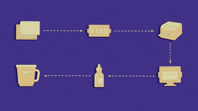 Sample signals are checked against a control before batch results appear, with the assay sequence continuing in reverse across the second row. Flat 3D style with smooth matte surfaces.