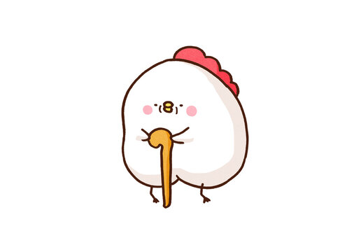 Old chicken walking with a cane, no spring chicken idiom or aging process concept