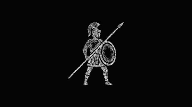 Sketch ancient spearman icon animation - smooth progressive reveal