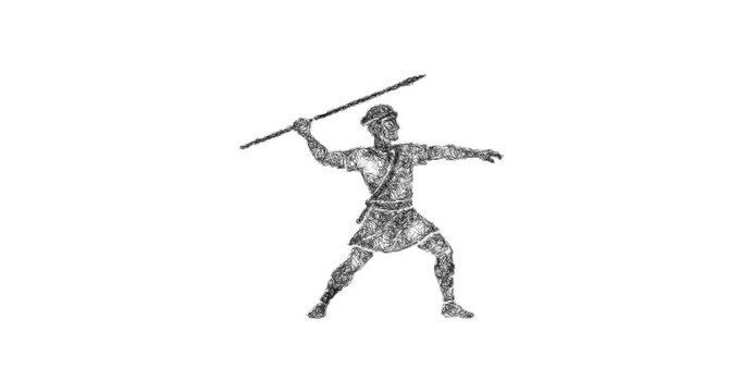 Sketch javelin thrower icon animation - smooth progressive reveal