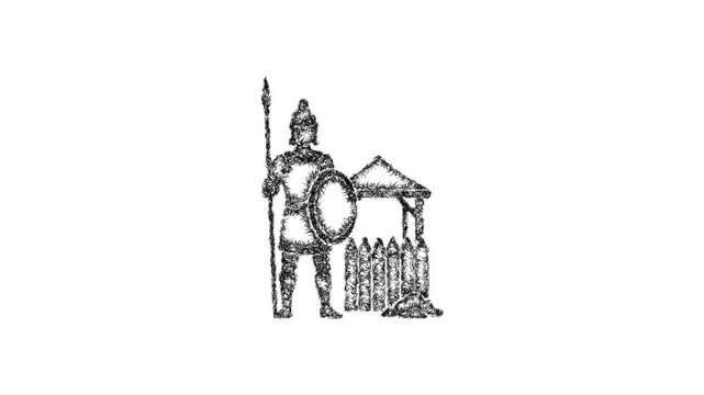 Sketch camp guard icon animation - smooth progressive reveal