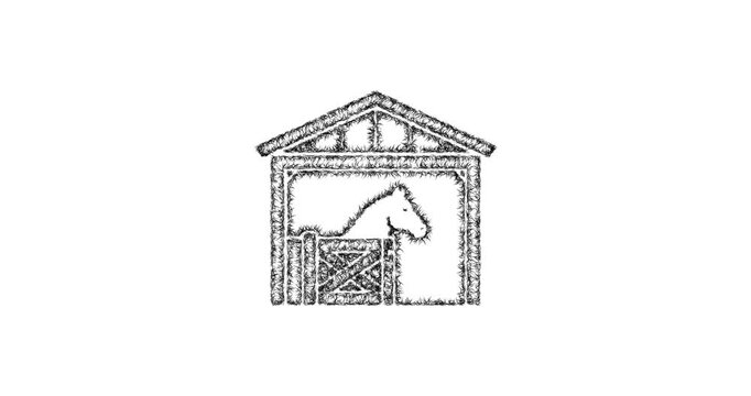 Sketch horse stable icon animation - smooth progressive reveal
