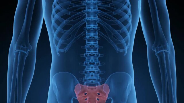 Human spine lower back pain and bone injury medical animation