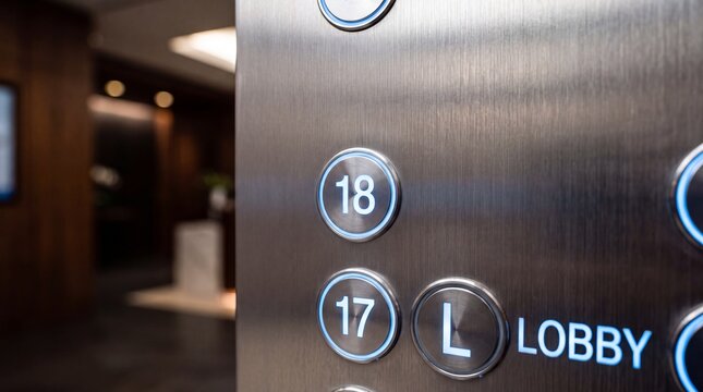 Modern Elevator Push Buttons in Luxury Hotel Building