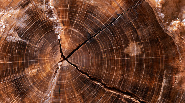 Petrified Wood Cross Section with Annual Growth Rings