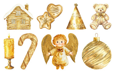 Fototapeta premium PNG Vintage Christmas decorations collection, element set on transparent background