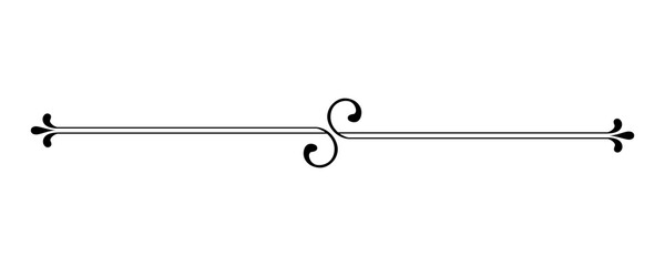 Minimalist double line divider with central artistic curls for professional documents on transparent background. © SAYEMART