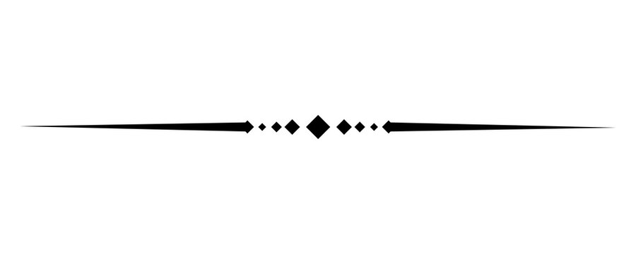 Minimalist diamond shape line divider in black for clean editorial layout and typography on transparent background.