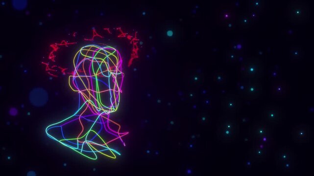 looped 3d illustration energy transformation of consciousness