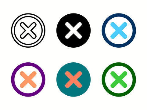 Cross icon set featuring various cancellation or error symbols in different styles