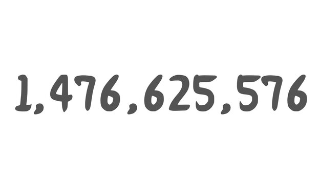 Large integer typography showing 1,476,625,576 for statistics and numerical data design.