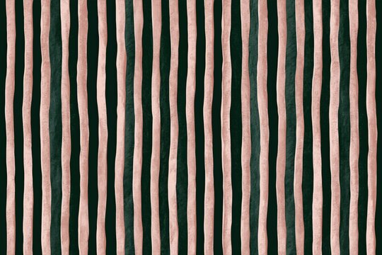 Minimal abstract pattern featuring hand drawn blush pink stripes over a deep forest green background. The stripes have gently irregular edges and organic waviness, creating a modern premium aesthetic.